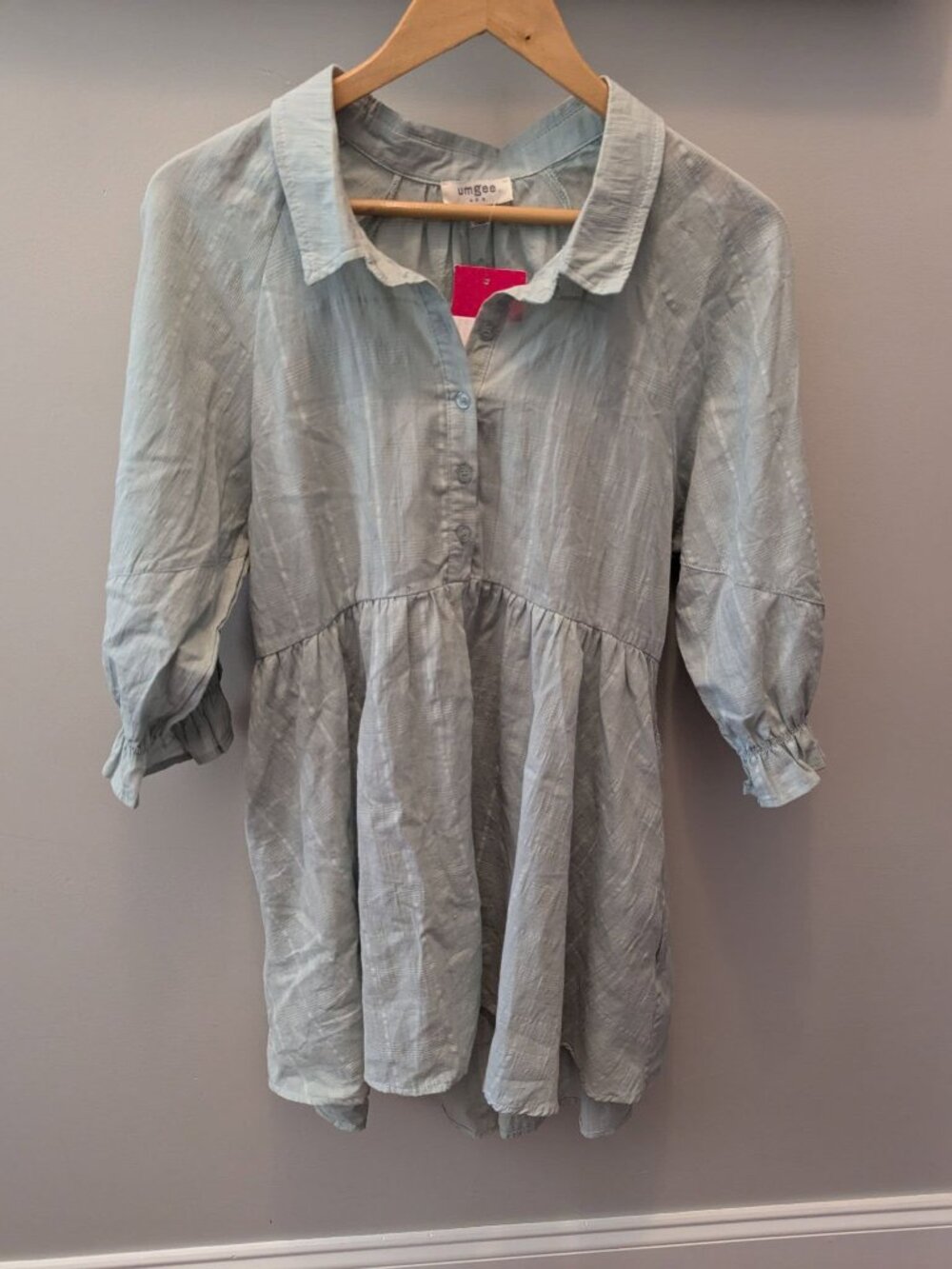 S sage green 100% cotton tunic top Umgee NWT hi lo